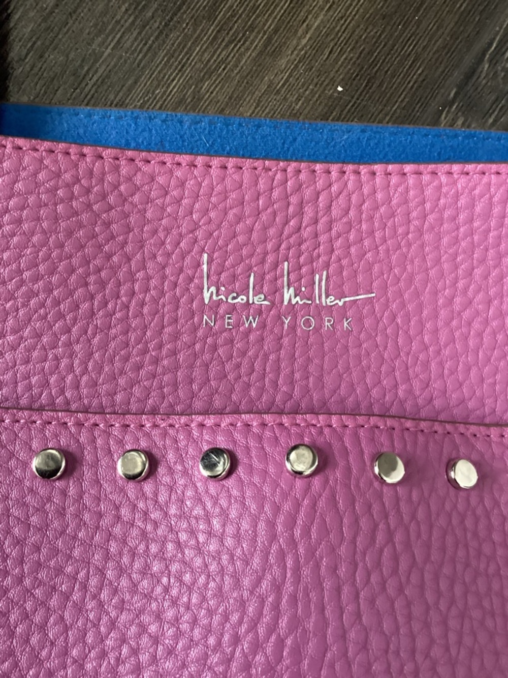 Nicole Miller Pebbled Tote in Magenta - Picture 2 of 4